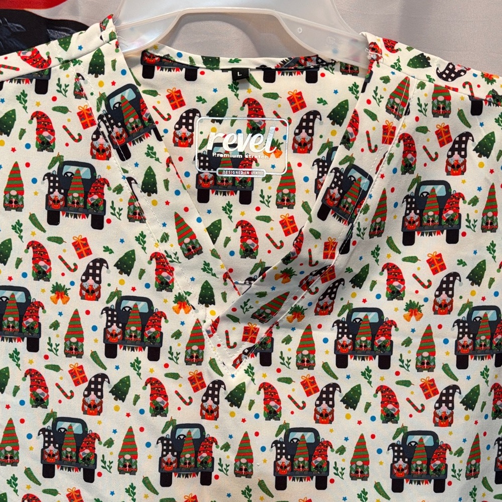 Revel Festive Print Women's scrub top
